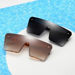 Oversized Oversized Square Sunglasses for Women Men Retro Shades Fashion Big Flat Top Mirror Rimless Lens - CT19634IWCA $13.36