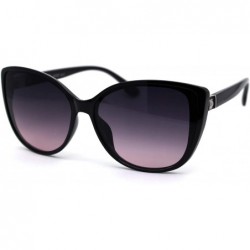 Cat Eye Womens Oversize Cat Eye Jewel Hinge Plastic Sunglasses - Black Silver Pink Smoke - CX197MCNUSM $19.69