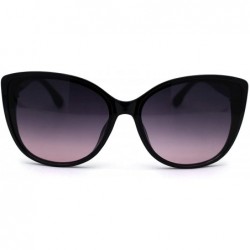 Cat Eye Womens Oversize Cat Eye Jewel Hinge Plastic Sunglasses - Black Silver Pink Smoke - CX197MCNUSM $10.50