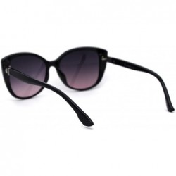 Cat Eye Womens Oversize Cat Eye Jewel Hinge Plastic Sunglasses - Black Silver Pink Smoke - CX197MCNUSM $10.50
