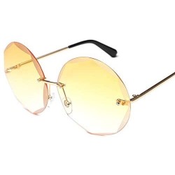 Rectangular Round Cut Rimless Sunglasses Women Men Vintage Gradient Sun Glasses Stylish Female Male Eyeglasses - CQ18Y7DLWDS ...