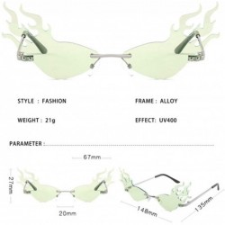 Rimless 2020 Fashion Rimless Sunglasses Women Fashion Driving Small Eyewear - Silver Green - CJ1924234ME $12.40