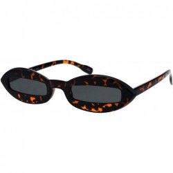 Rectangular Hippie Squint Slot Lens Retro Plastic Oval Sunglasses - Tortoise Black - CW18G2KNXES $13.03