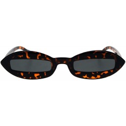 Rectangular Hippie Squint Slot Lens Retro Plastic Oval Sunglasses - Tortoise Black - CW18G2KNXES $13.03