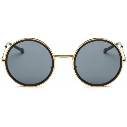 Square Lennon Inspired Round Metal Circle Sunglasses Retro Vintage Steampunk 55mm - Grey/Blue - CA12IHL9CRH $18.95