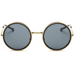 Square Lennon Inspired Round Metal Circle Sunglasses Retro Vintage Steampunk 55mm - Grey/Blue - CA12IHL9CRH $18.95