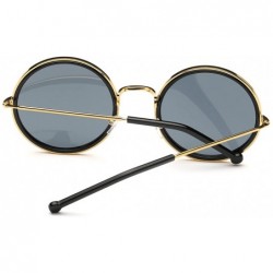 Square Lennon Inspired Round Metal Circle Sunglasses Retro Vintage Steampunk 55mm - Grey/Blue - CA12IHL9CRH $18.95