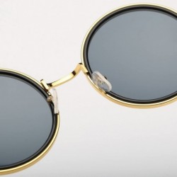 Square Lennon Inspired Round Metal Circle Sunglasses Retro Vintage Steampunk 55mm - Grey/Blue - CA12IHL9CRH $18.95