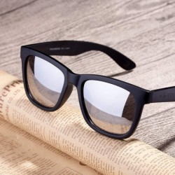 Square Linno Oversized Square Sunglasses for Men Women Coating Mirror Lens UV400 - Silver - C818LX4CTWC $13.88