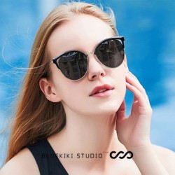 Oversized Vintage Cateye Sunglasses for Women Polarized Oversized Cat Eye Mirror Driving Glasses Designer - Black - CS1809KR7...