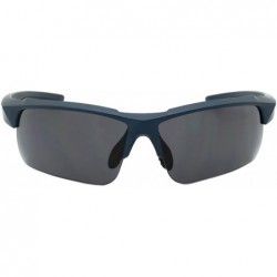 Semi-rimless Sports Wrap Sunglasses w/Decentered UV Lens 570088MT/SD - Matte Metallic Blue - CK12MYXVSGY $8.89