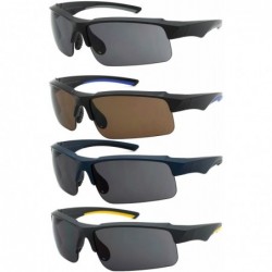 Semi-rimless Sports Wrap Sunglasses w/Decentered UV Lens 570088MT/SD - Matte Metallic Blue - CK12MYXVSGY $8.89