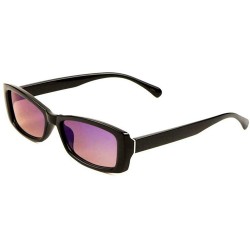 Square Slim Rectangular Minimal Retro Classic Plastic Mod Sunglasses - Black Frame - CJ18WQLXEMZ $11.36