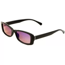 Square Slim Rectangular Minimal Retro Classic Plastic Mod Sunglasses - Black Frame - CJ18WQLXEMZ $18.37
