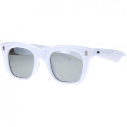 Rectangular Vintage Retro Thick Plastic Horn Rim Hipster Sunglasses - White Silver Mirror - CS18QGZA8EC $9.67