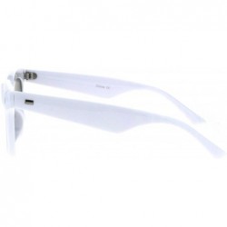 Rectangular Vintage Retro Thick Plastic Horn Rim Hipster Sunglasses - White Silver Mirror - CS18QGZA8EC $9.67