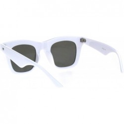 Rectangular Vintage Retro Thick Plastic Horn Rim Hipster Sunglasses - White Silver Mirror - CS18QGZA8EC $9.67