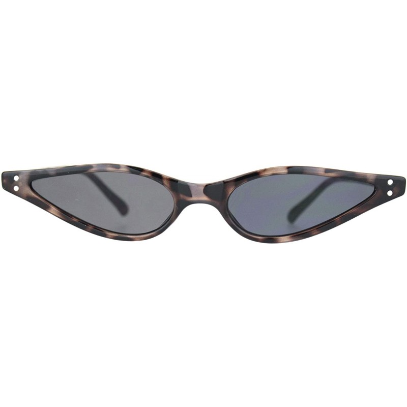 Rectangular Womens Vintage Gothic Tear Drop Cat Eye Narrow Retro Plastic Sunglasses - Grey Tortoise Black - C218OE60ILD $12.72
