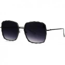Butterfly Womens Rectangular Bling Jewel Metal Rim Designer Butterfly Sunglasses - Gunmetal Smoke - CO185ORDS88 $24.65