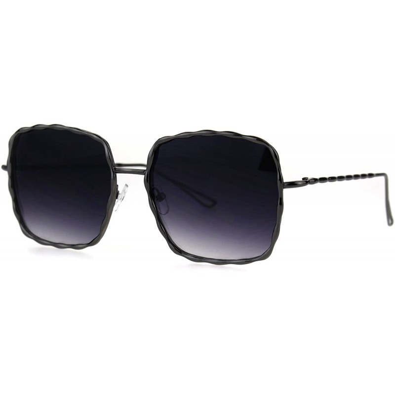 Butterfly Womens Rectangular Bling Jewel Metal Rim Designer Butterfly Sunglasses - Gunmetal Smoke - CO185ORDS88 $12.32