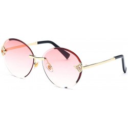 Aviator Classic fashion frameless sunshade - round - PC lens ladies sunglasses - C - CZ18SCYTSI8 $48.53