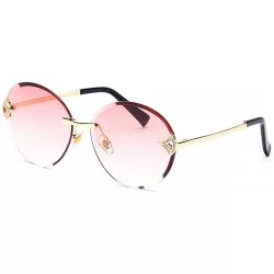 Aviator Classic fashion frameless sunshade - round - PC lens ladies sunglasses - C - CZ18SCYTSI8 $48.53