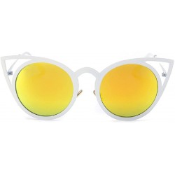 Sport Women Sunglasses Oversized Cateye Fashion Metal Frame Mirrored Shades - Yellow - CB18CRMNI9M $18.08