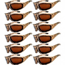 Sport Set of 12 Pairs Motorcycle CAMO Padded Foam Sport Glasses Colored Lens - Camo3_brown_12_pairs - CB1855DU6QO $37.29
