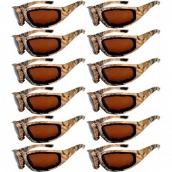 Sport Set of 12 Pairs Motorcycle CAMO Padded Foam Sport Glasses Colored Lens - Camo3_brown_12_pairs - CB1855DU6QO $37.29