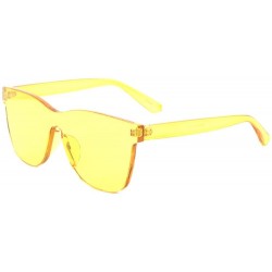 Rimless Rimless One Piece Thick Lens Shield Crystal Color Sunglasses - Yellow - C4198L22HIH $25.86
