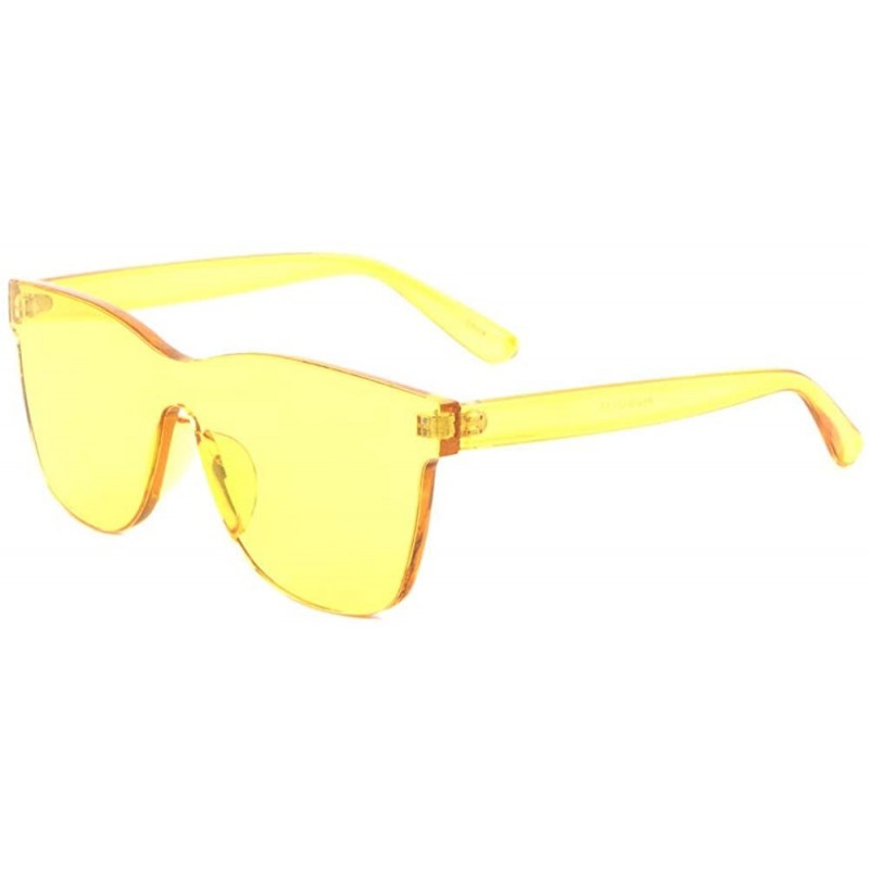 Rimless Rimless One Piece Thick Lens Shield Crystal Color Sunglasses - Yellow - C4198L22HIH $11.69