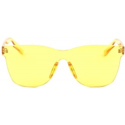Rimless Rimless One Piece Thick Lens Shield Crystal Color Sunglasses - Yellow - C4198L22HIH $11.69