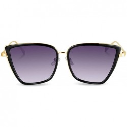 Oversized Cateye Sunglasses Women Vintage Metal Glasses Mirror Retro Lunette De Soleil Femme UV400 - C2 - C319855QZM8 $19.83