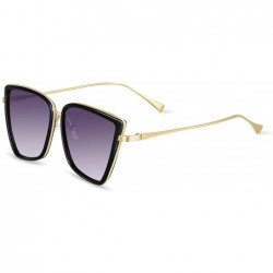 Oversized Cateye Sunglasses Women Vintage Metal Glasses Mirror Retro Lunette De Soleil Femme UV400 - C2 - C319855QZM8 $19.83