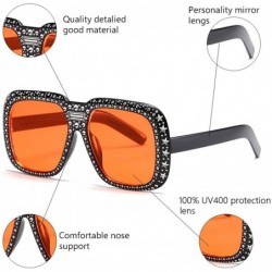 Round Oversized Sunglasses for Men Women Square Thick Frame Bling Rhinestone Shades - Black&red - CM18NW4C3OZ $8.87