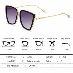 Oversized Cateye Sunglasses Women Vintage Metal Glasses Mirror Retro Lunette De Soleil Femme UV400 - C2 - C319855QZM8 $19.83
