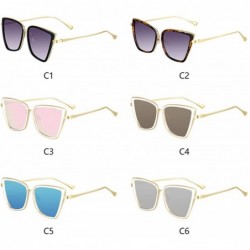 Oversized Cateye Sunglasses Women Vintage Metal Glasses Mirror Retro Lunette De Soleil Femme UV400 - C2 - C319855QZM8 $19.83