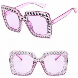 Square Women Fashion Square Frame Rhinestone Decor Sunglasses Sunglasses - Purple - CU1905G2S7A $45.59