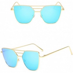 Aviator Fashion Unisex Vintage Irregular Glasses Fashion Mirror Sunglasses - Blue - CI1947UW7YD $14.56
