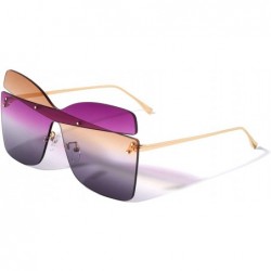 Rimless Rimless Crossed Lens Rectangle Designer Fashion Sunglasses - Smoke Multicolored - CE196KSHTZ9 $32.77