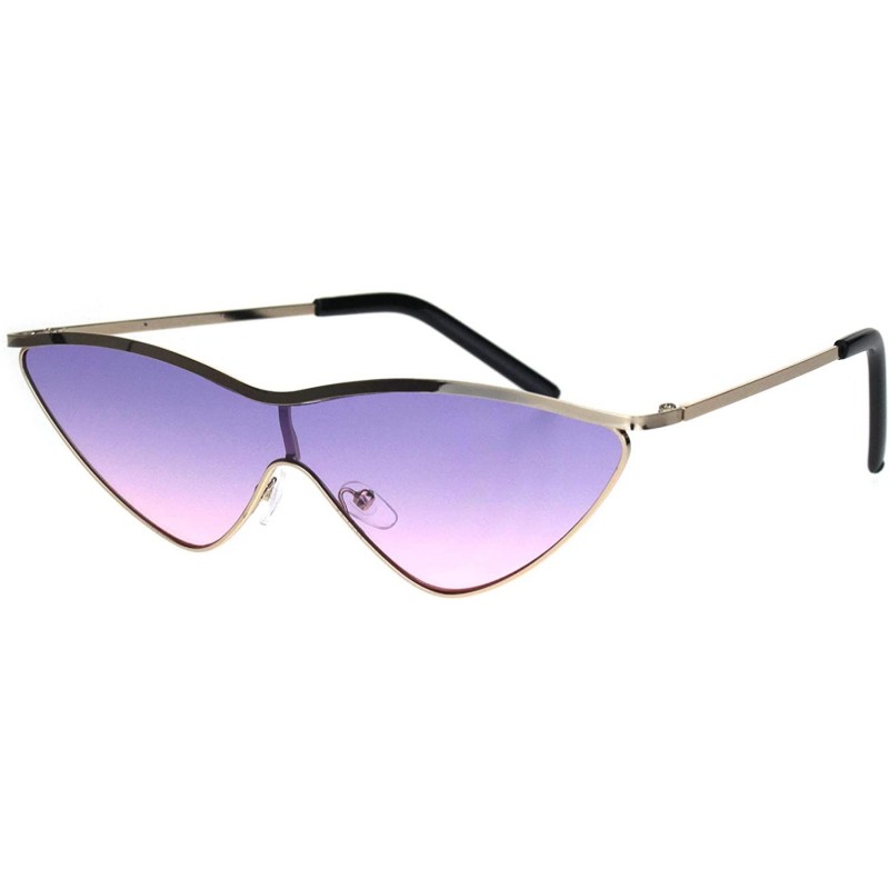 Cat Eye Womens Flat Top Retro Shield Cat Eye Metal Rim Sunglasses - Gold Purple Pink - CQ18IQA480Q $12.26