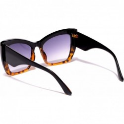Semi-rimless Women's Oval Sunglasses Plastic Frame - Brown - CB18WG8ERI9 $9.42