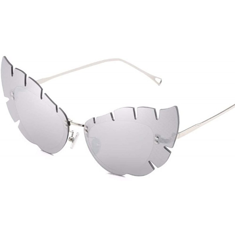 Aviator Metal sunglasses Irregular sunglasses Men's leaf-shaped lenses sunglasses - F - C218QCZEO0X $30.89