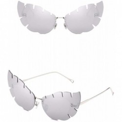 Aviator Metal sunglasses Irregular sunglasses Men's leaf-shaped lenses sunglasses - F - C218QCZEO0X $30.89