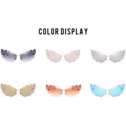 Aviator Metal sunglasses Irregular sunglasses Men's leaf-shaped lenses sunglasses - F - C218QCZEO0X $30.89