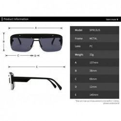 Square 2019 new unisex Oversize driving sunglasses fashion half-frame glasses sunglasses - Black - CH18ST092KM $19.29