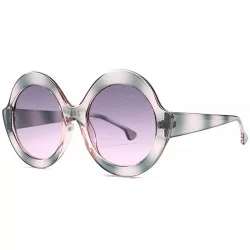 Round New round big box fashion street beat tide ladies retro UV400 protective sunglasses - Green&pink - CB18LK3XQ9I $22.33
