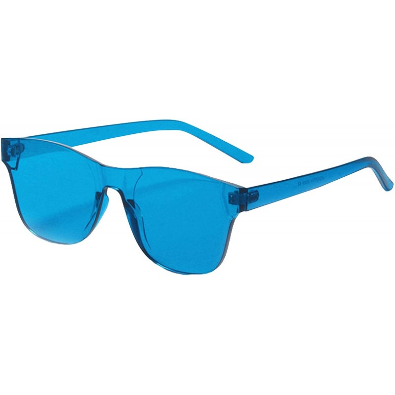 Rimless Rimless Tinted Sunglasses Transparent Candy Color Glasses - Blue - CL18Q9SN8QN $18.51