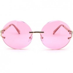 Rimless Womens Pearl Trim Arm Round Rimless Circle Lens Sunglasses - Gold Pink - CE18ZWQTL2Q $13.53