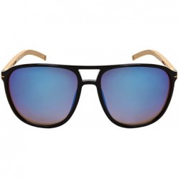 Aviator Oversized Wood Bamboo Sunglasses Men Women Bamboo Aviator 541088BM - CT18C4SUEOO $16.16